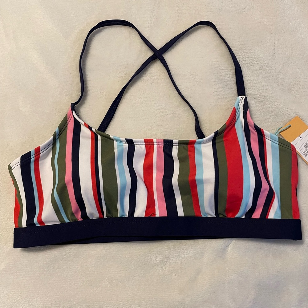 Kona Sol Navy w/Stripes Swim Top Size L